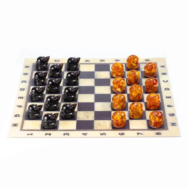 Handmade Amber curly checkers for board games Cat and Mouse |Board Game|Luxury animal Checker pieces|Vip gift|Board game gift|Unick checkers