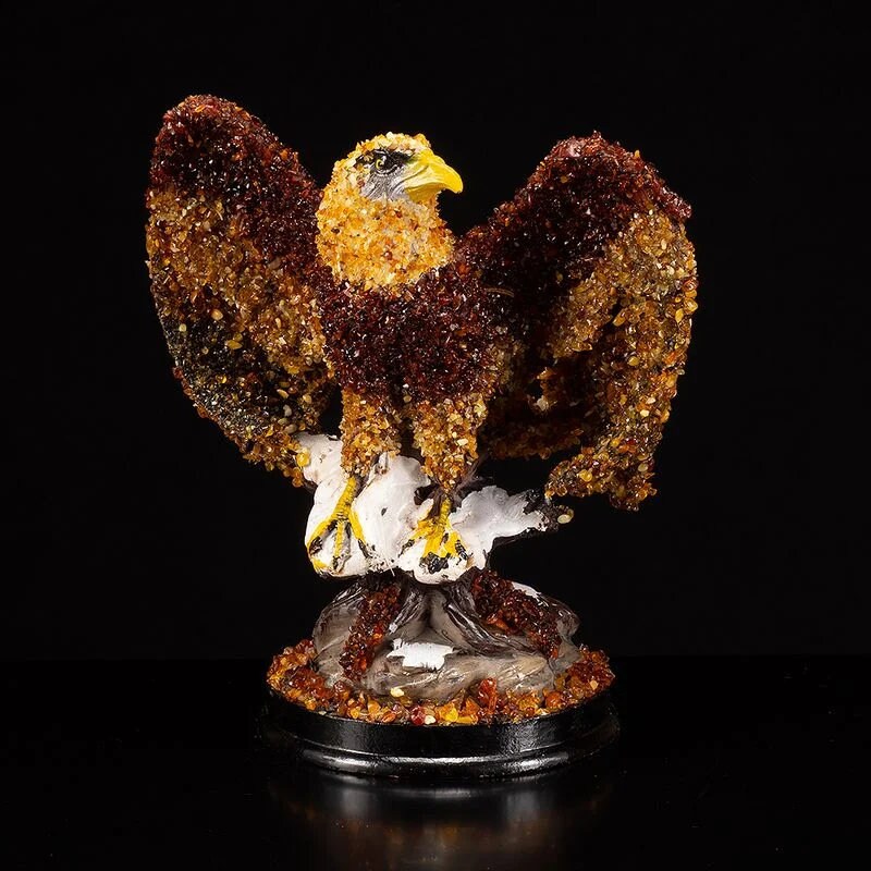 Handmade statuette Amber sculpture Proud Eagle|Amber Souvenir Gift|Amber Eagle Figurine|Luxury Amber Statue Sculpture |Unick gift|Home decor