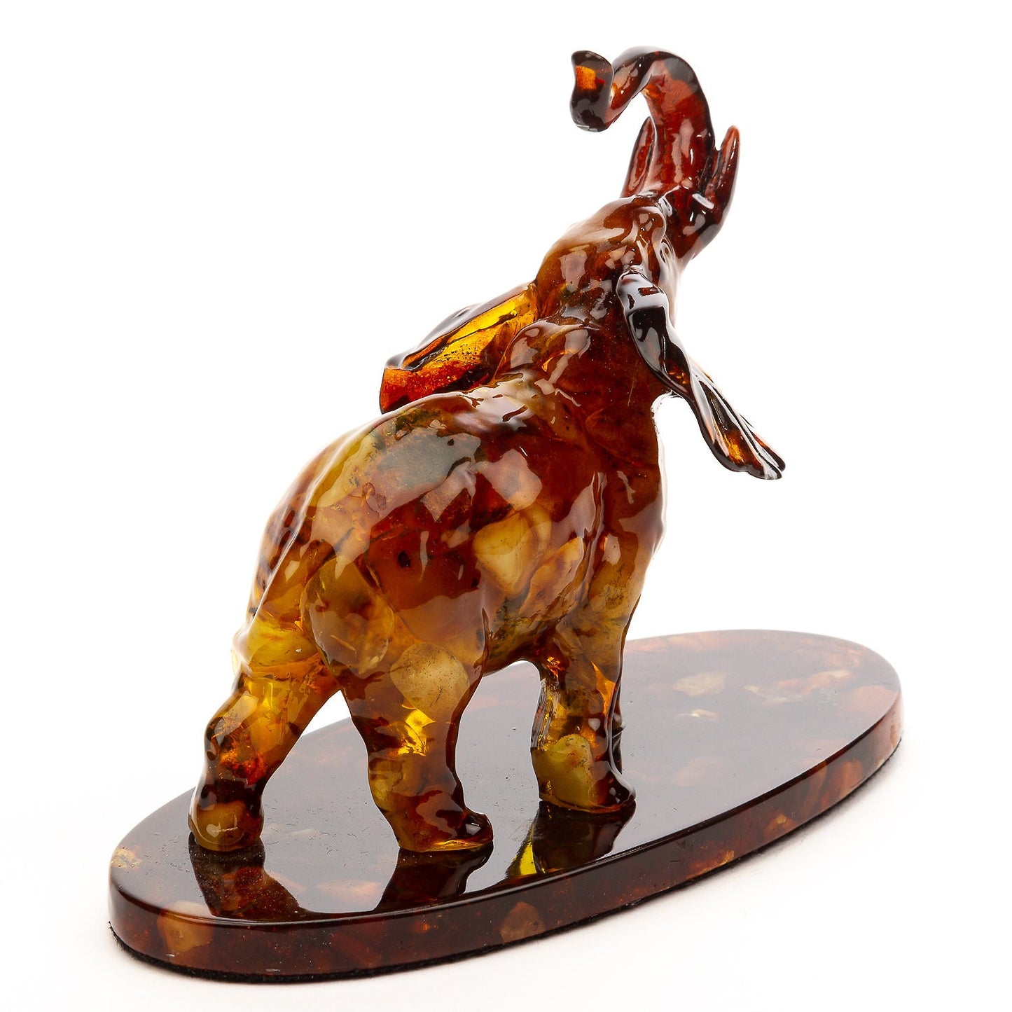 Large amber elephant with raised trunk |symbol of well being and prosperity |Home Decor| Amber Sculpture Souvenir |Amber Elephant Statuette