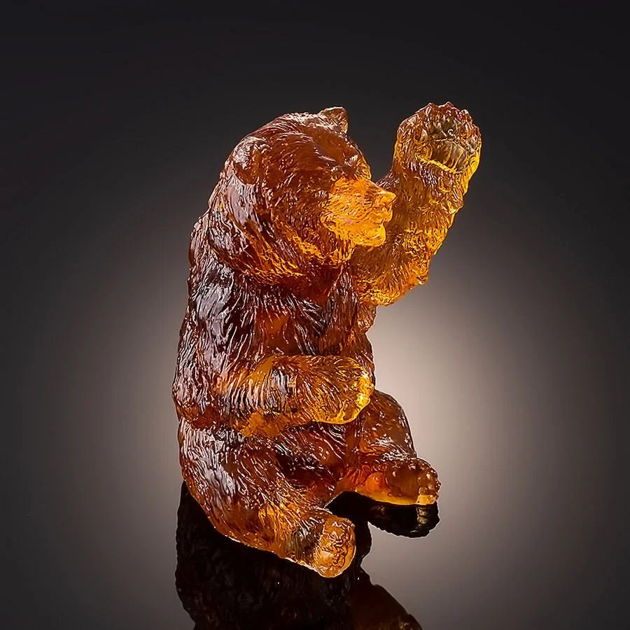 Amber bear figurine||Bear Art|Home Decor|Amber Souvenir Gift|Handmade Amber Bear Statuette|Amber Sculpture| Home decor