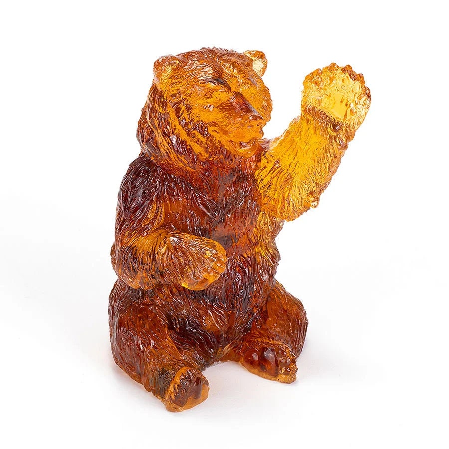 Amber bear figurine||Bear Art|Home Decor|Amber Souvenir Gift|Handmade Amber Bear Statuette|Amber Sculpture| Home decor