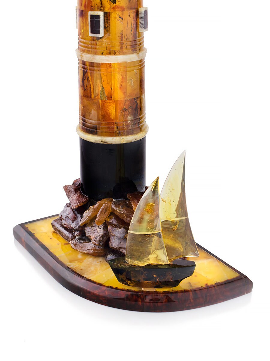 Charming Decorative amber statuette Lighthouse| Unick Amber Lighthouse Figurine| Amber Ship decoration | Luxury Gift | Home decor interior