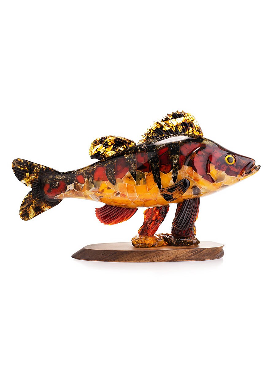 Spectacular Souvenir Figurine from Natural Baltic Amber Perch| Handmade Souvenir Perch|Luxury Gift Fish Lovers Amber Home Decor Office Decor