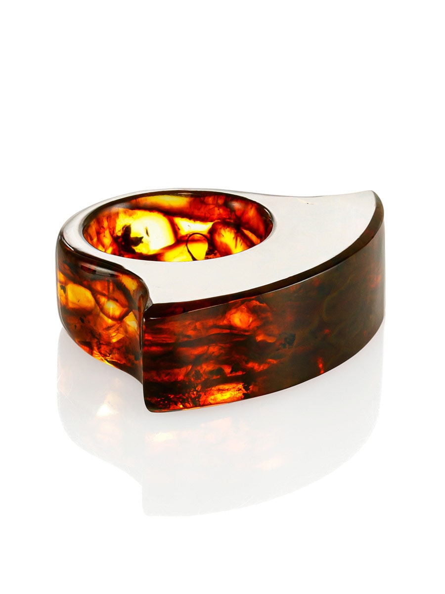 Handmade molded Amber ring Bat| Unick Amber band |Animal ring for men|Amber women band |Handmade Jewelry Gift |Unique Gift for him for her