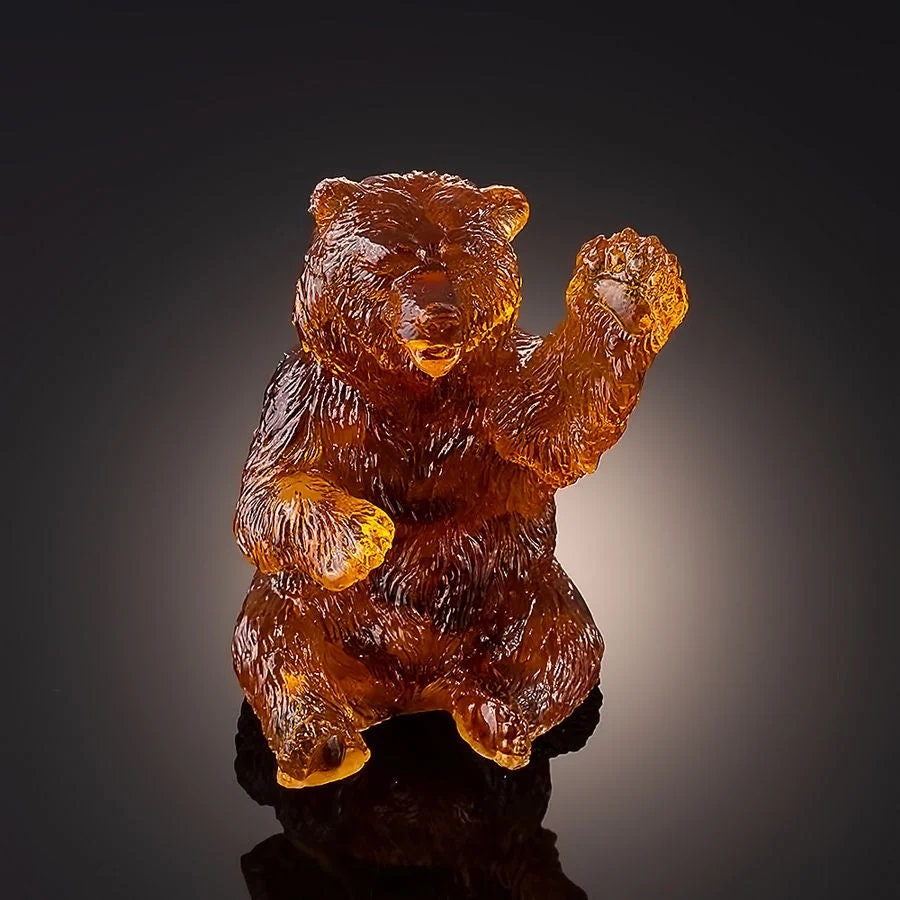 Amber bear figurine||Bear Art|Home Decor|Amber Souvenir Gift|Handmade Amber Bear Statuette|Amber Sculpture| Home decor