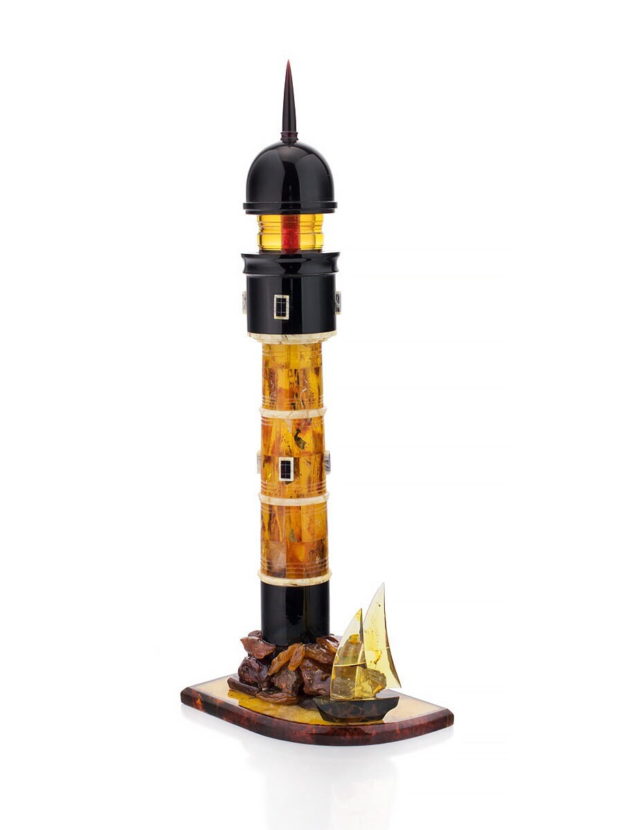 Charming Decorative amber statuette Lighthouse| Unick Amber Lighthouse Figurine| Amber Ship decoration | Luxury Gift | Home decor interior