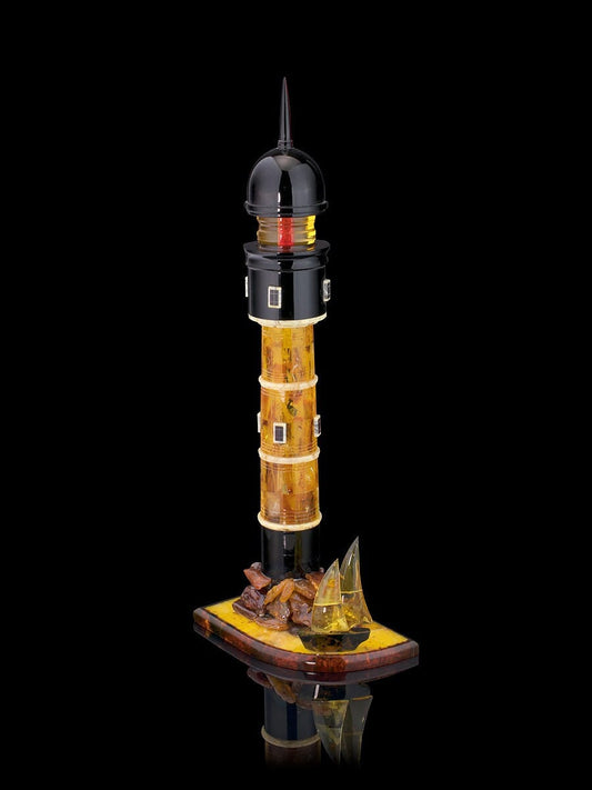 Charming Decorative amber statuette Lighthouse| Unick Amber Lighthouse Figurine| Amber Ship decoration | Luxury Gift | Home decor interior