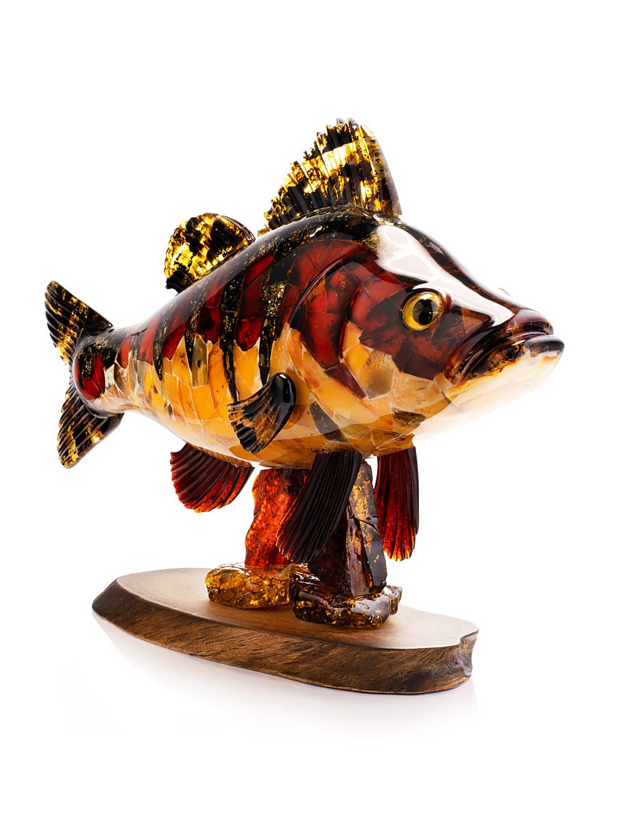 Spectacular Souvenir Figurine from Natural Baltic Amber Perch| Handmade Souvenir Perch|Luxury Gift Fish Lovers Amber Home Decor Office Decor