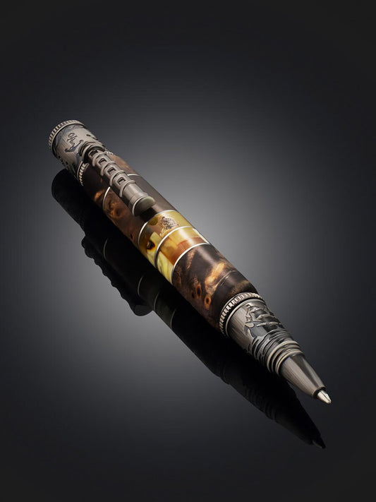 Collectible pen "Marine" made of suveli wood and natural Baltic amber|Amber wood Pen|Luxury Gift|Marine anchor engraving Pen|Amber souvenir