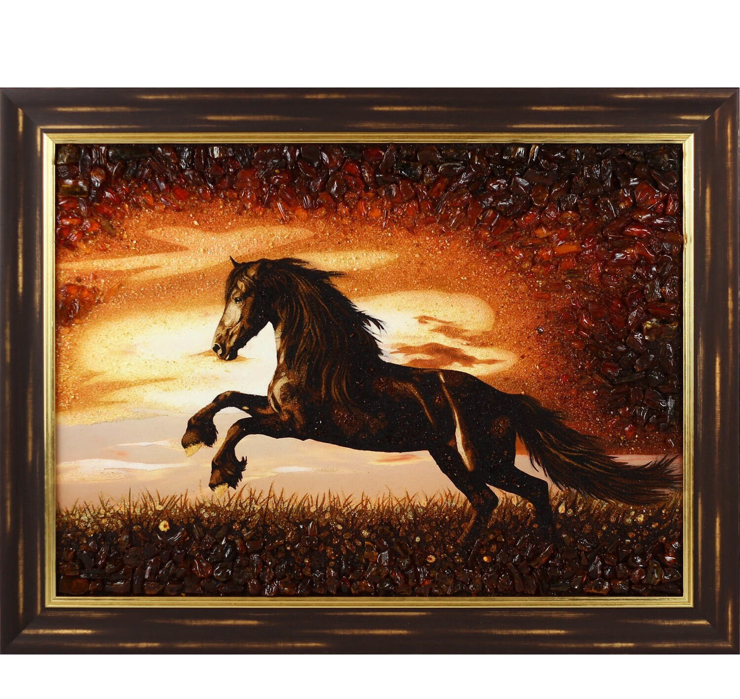 Handmade Amber Painting Fire Horse| Gift for Horse Lovers|Picture Amber Horse Canvas| Horse Amber Wall Art |Horse Painting|Wall Decor Art