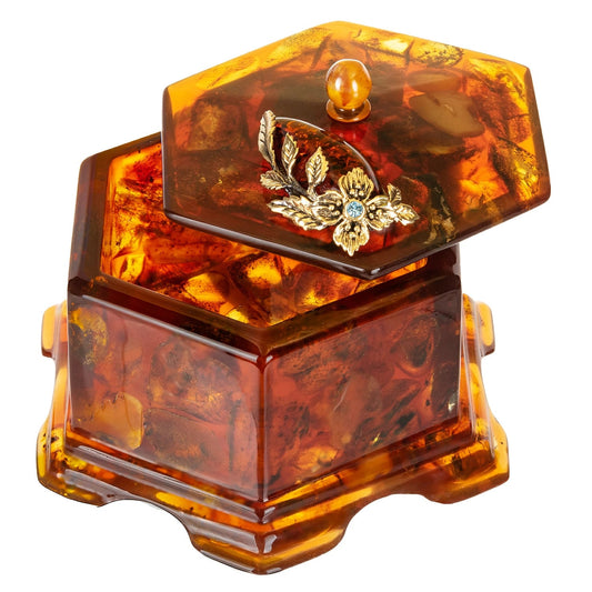 Jewellery Box made of amber and epoxy resin Vintage branch|Handmade Amber Box| Natural Baltic Amber Gift |Gift for Her