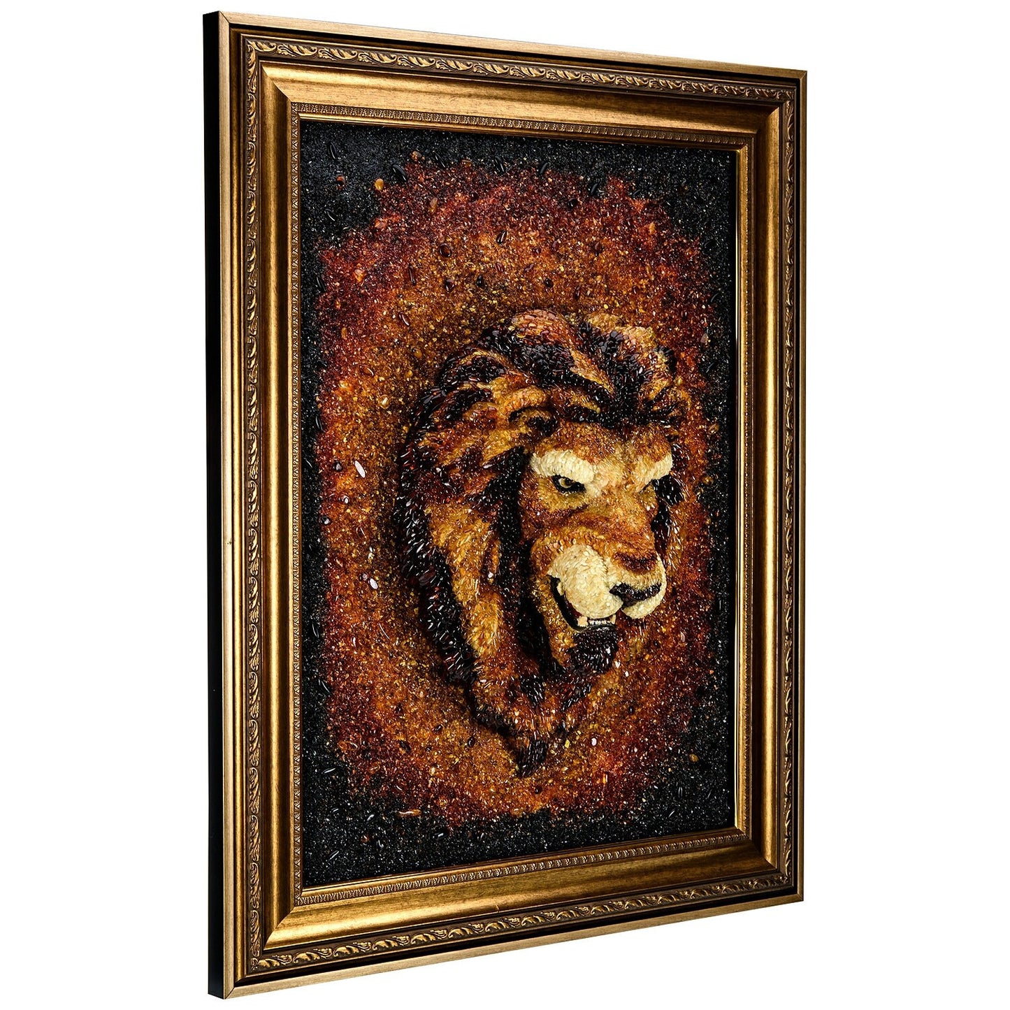 Amber Painting Lion|Amber Large Picture Lion king of beasts 100x80 cm|Amber Wall Art|Unique Lion Painting|Wall Decor Art