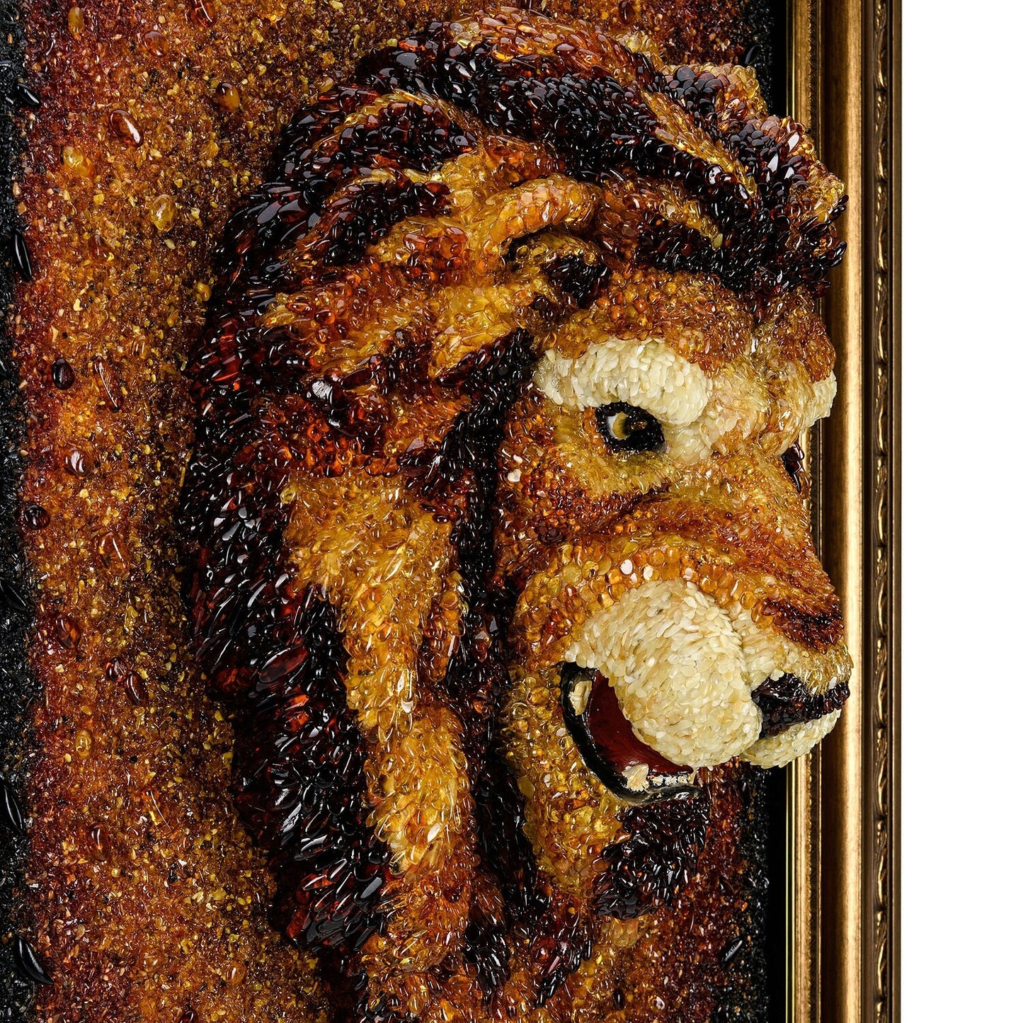 Amber Painting Lion|Amber Large Picture Lion king of beasts 100x80 cm|Amber Wall Art|Unique Lion Painting|Wall Decor Art