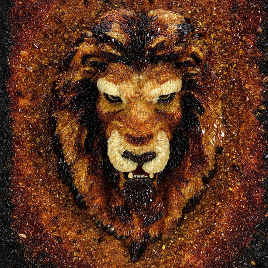 Amber Painting Lion|Amber Large Picture Lion king of beasts 100x80 cm|Amber Wall Art|Unique Lion Painting|Wall Decor Art