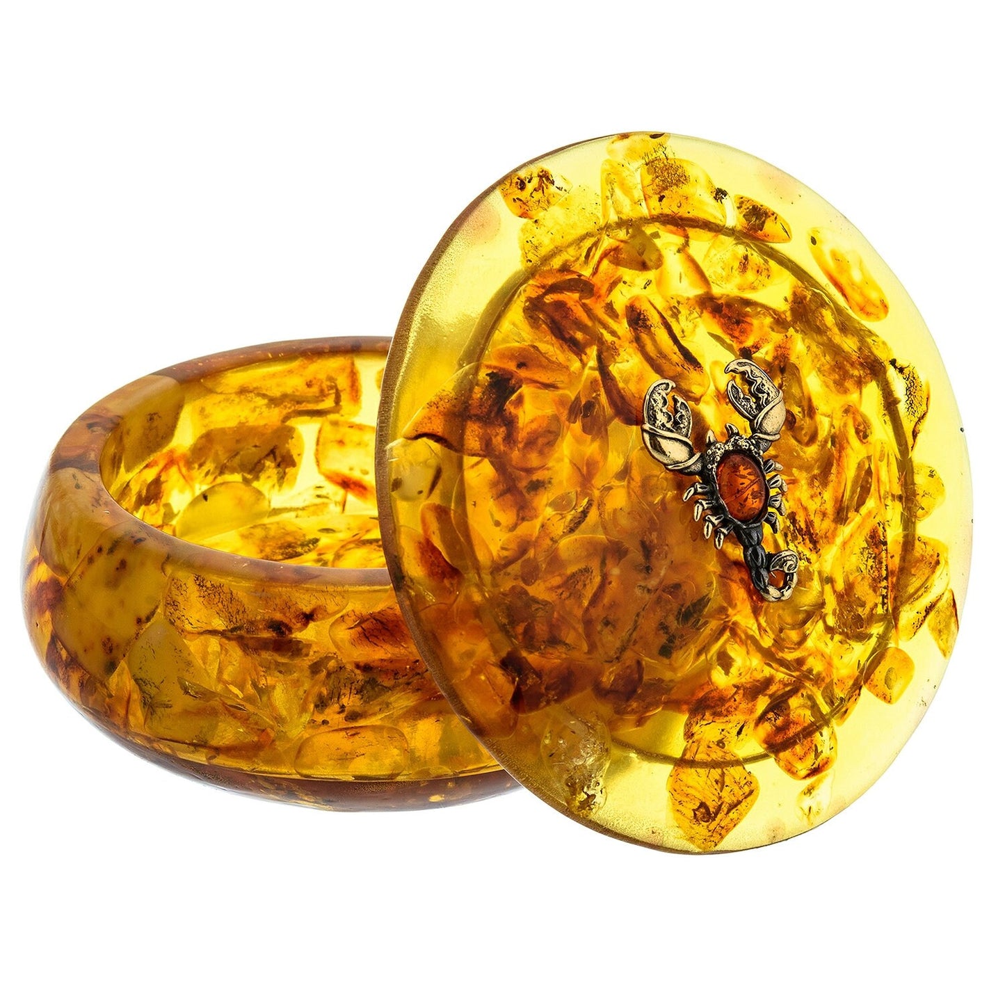 Round amber box "Zodiac sign Scorpio"| Handmade Round Amber Box| Natural Baltic Amber |Gift for Her |Amber Luxury Box