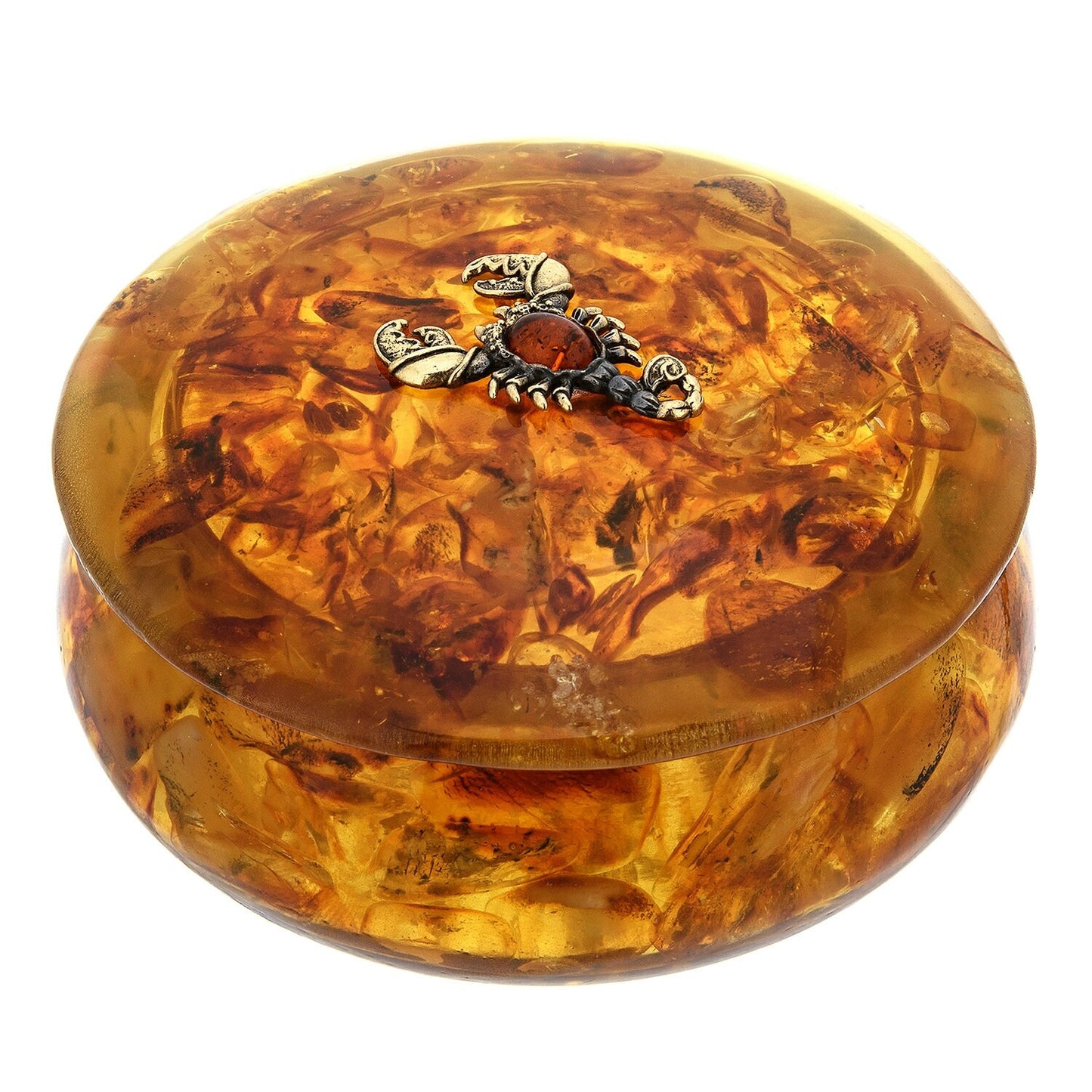 Round amber box "Zodiac sign Scorpio"| Handmade Round Amber Box| Natural Baltic Amber |Gift for Her |Amber Luxury Box