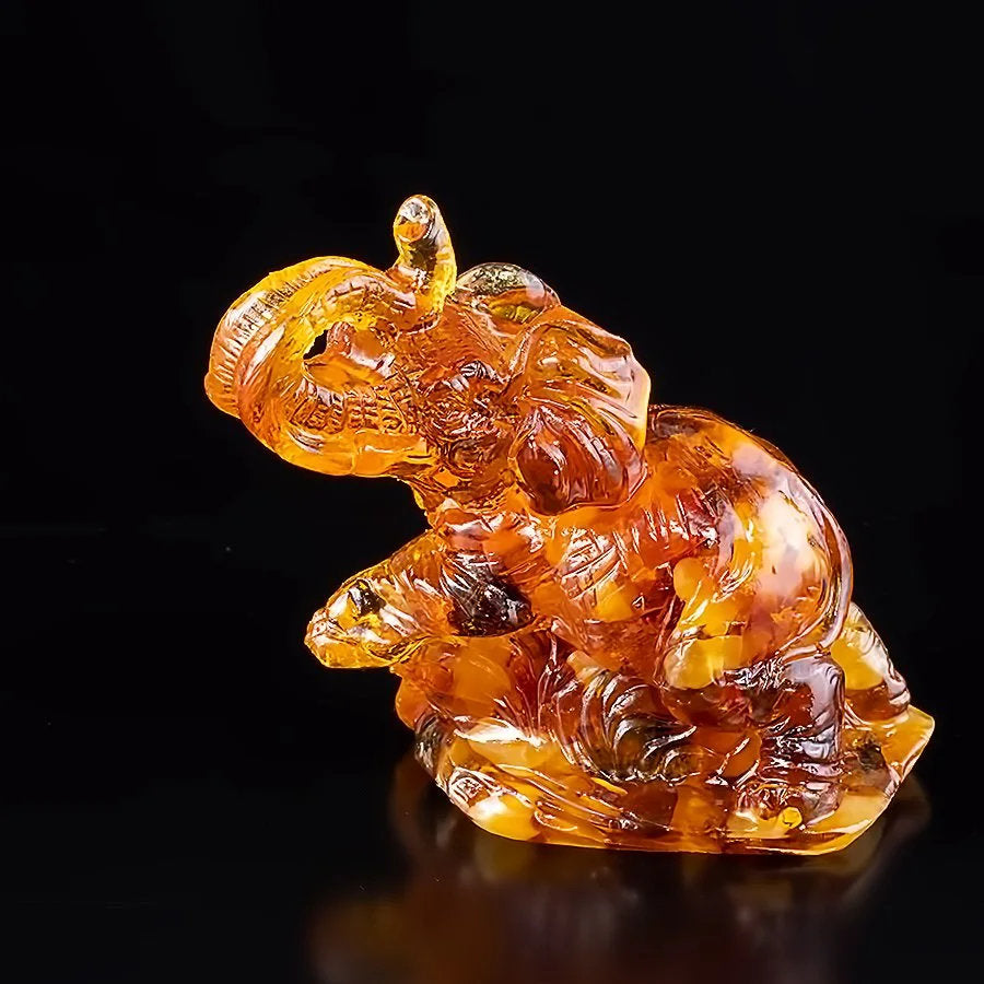 Amber elephant figurine| amber statuette elephant|Amber Sculpture|Amber Souvenir Statue |Home interior| unick gift