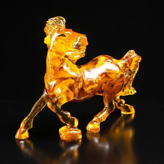 Amber figurine running horse |Amber statue horse |Souvenir Gift |Amber Horse Sculpture |Unick gift|Home decor