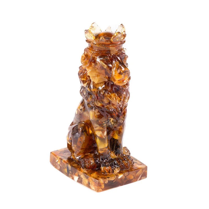 Large amber souvenir Figurine Lion King|Lion Art|Amber Souvenir Gift|Handmade Amber Lion Statuette |Amber Sculpture