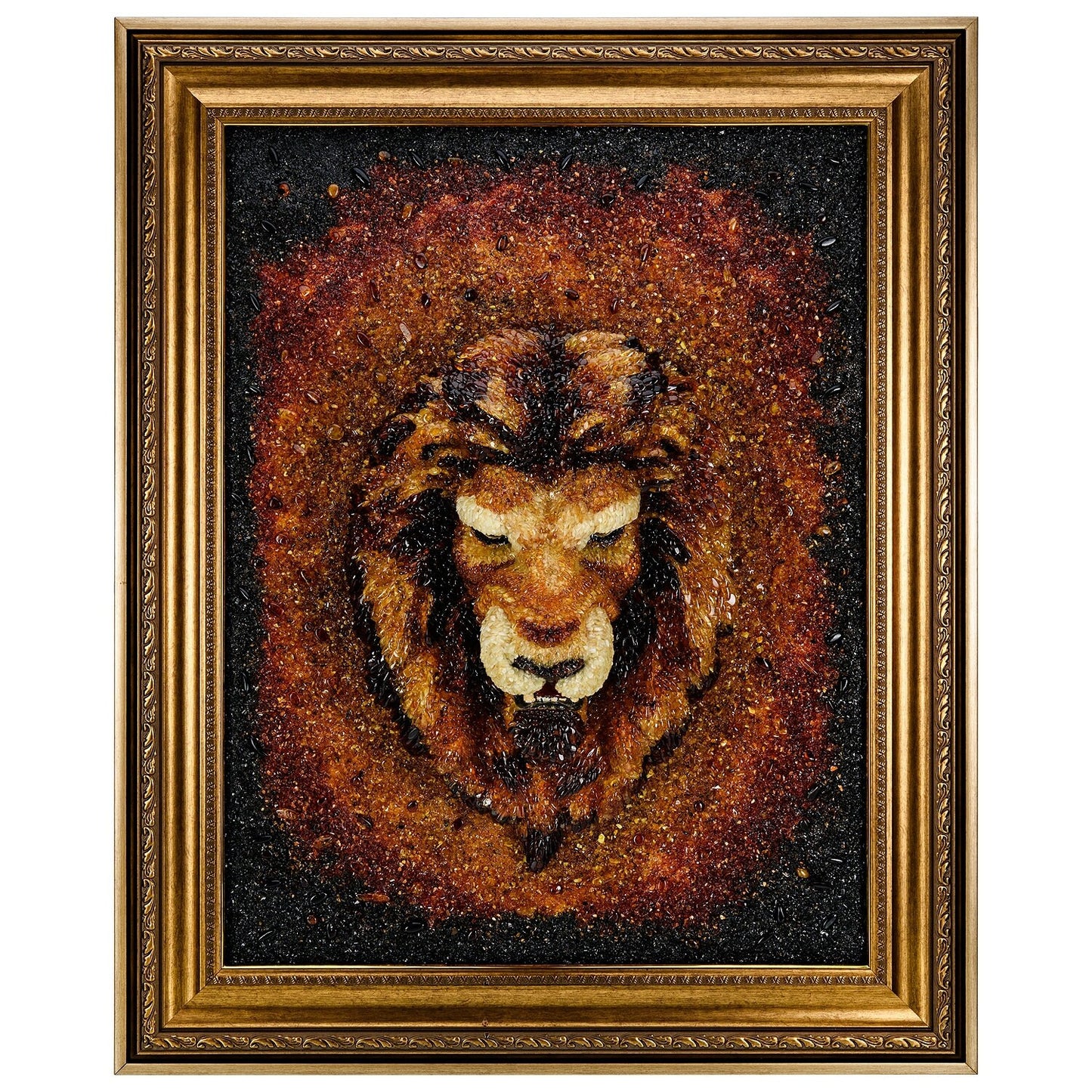 Amber Painting Lion|Amber Large Picture Lion king of beasts 100x80 cm|Amber Wall Art|Unique Lion Painting|Wall Decor Art