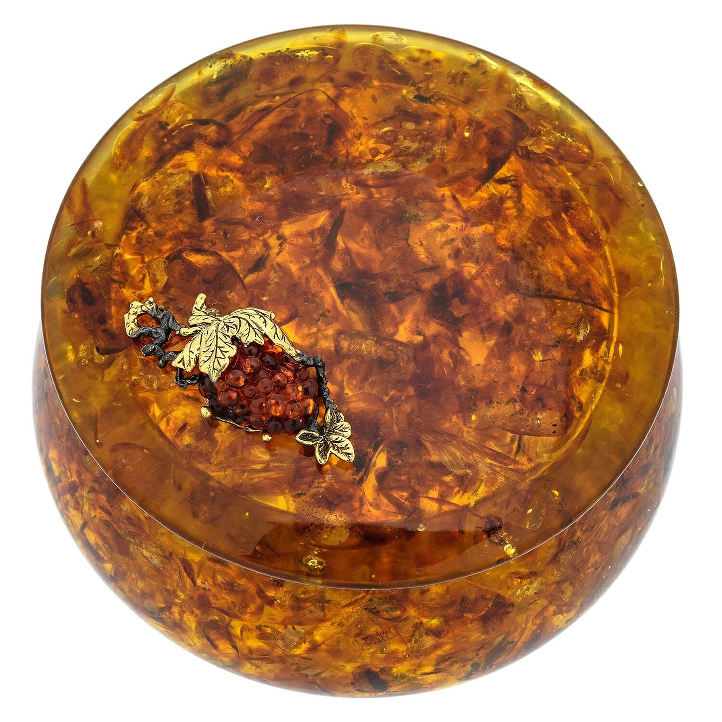 Amber Jewelry Round box Grapes| Handmade Round Amber Box| Natural Baltic Amber |Gift for Her |Amber Luxury Box