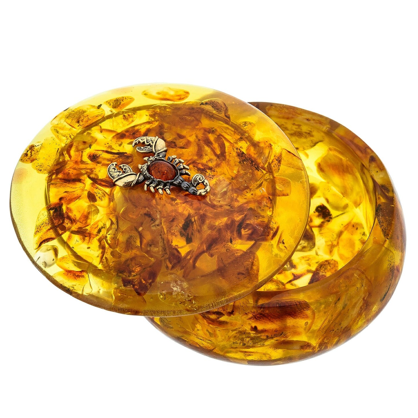 Round amber box "Zodiac sign Scorpio"| Handmade Round Amber Box| Natural Baltic Amber |Gift for Her |Amber Luxury Box