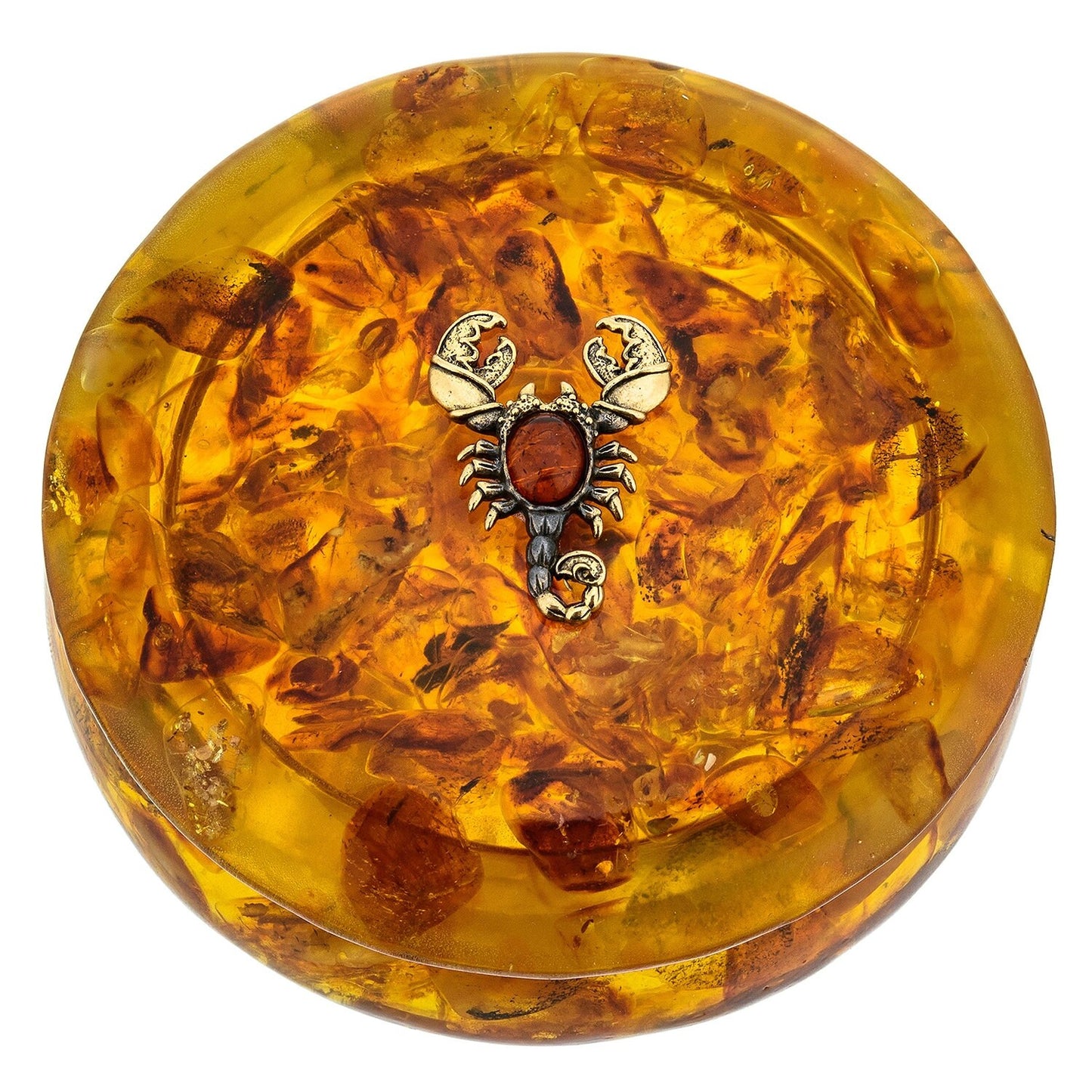 Round amber box "Zodiac sign Scorpio"| Handmade Round Amber Box| Natural Baltic Amber |Gift for Her |Amber Luxury Box