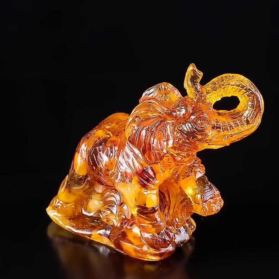 Amber elephant figurine| amber statuette elephant|Amber Sculpture|Amber Souvenir Statue |Home interior| unick gift