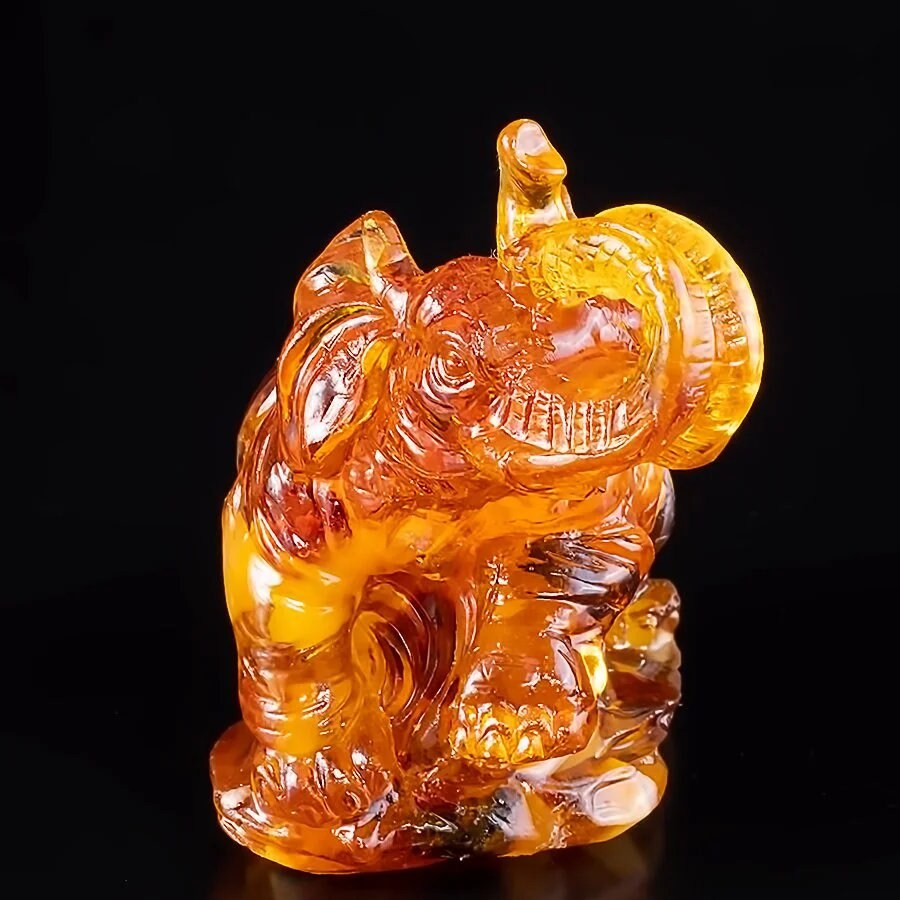 Amber elephant figurine| amber statuette elephant|Amber Sculpture|Amber Souvenir Statue |Home interior| unick gift