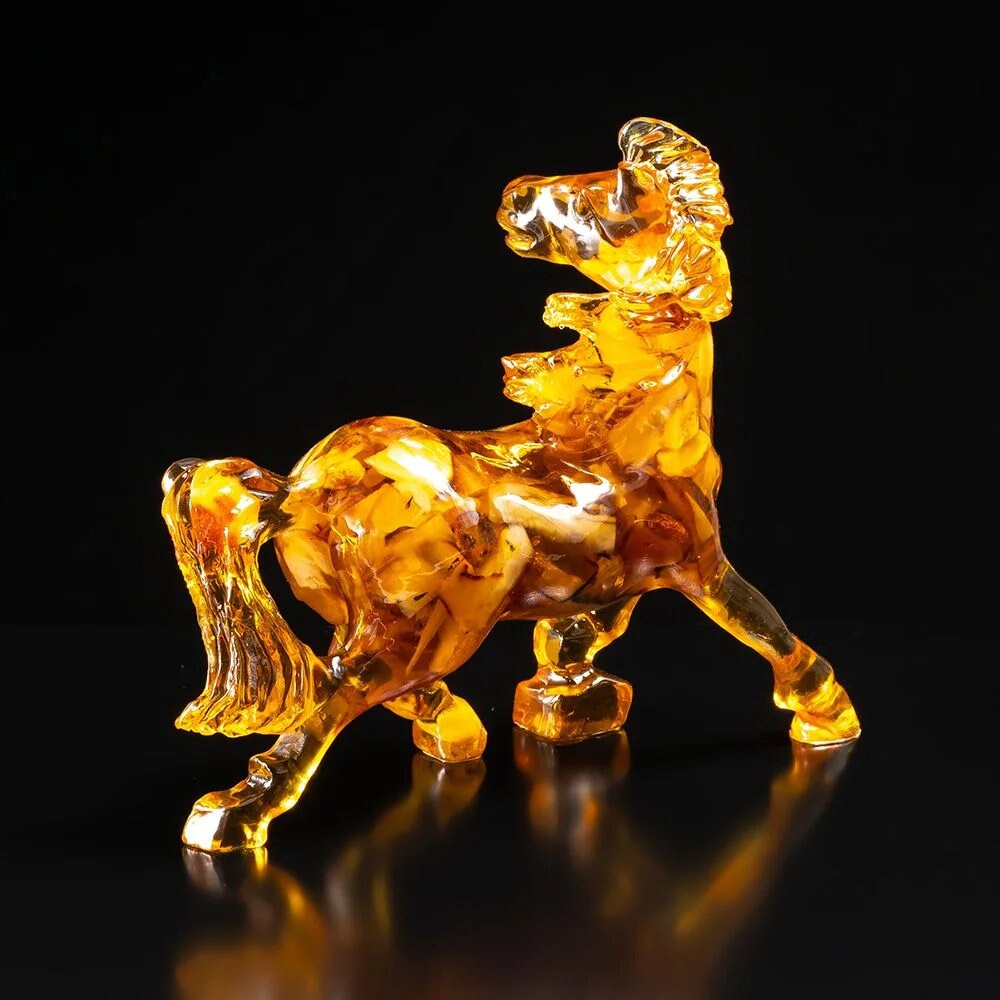 Amber figurine running horse |Amber statue horse |Souvenir Gift |Amber Horse Sculpture |Unick gift|Home decor