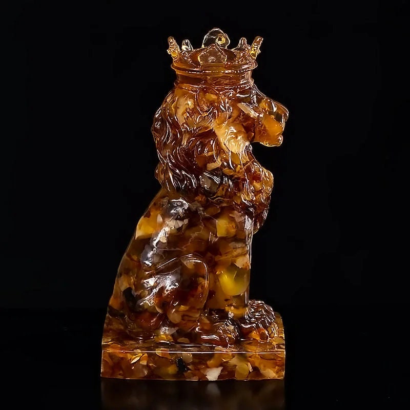 Large amber souvenir Figurine Lion King|Lion Art|Amber Souvenir Gift|Handmade Amber Lion Statuette |Amber Sculpture