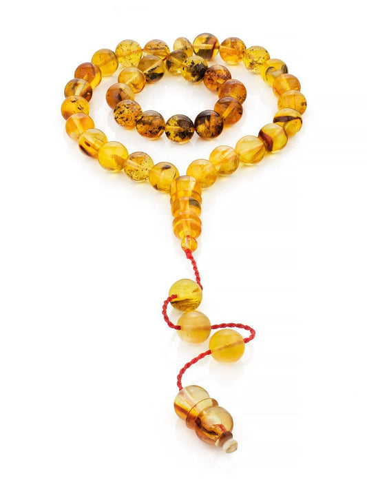 Muslim rosary 33 beads-balls made of natural Baltic textured amber|Handmade Amber Rosary Beads|Misbaha Kahrab Taspih