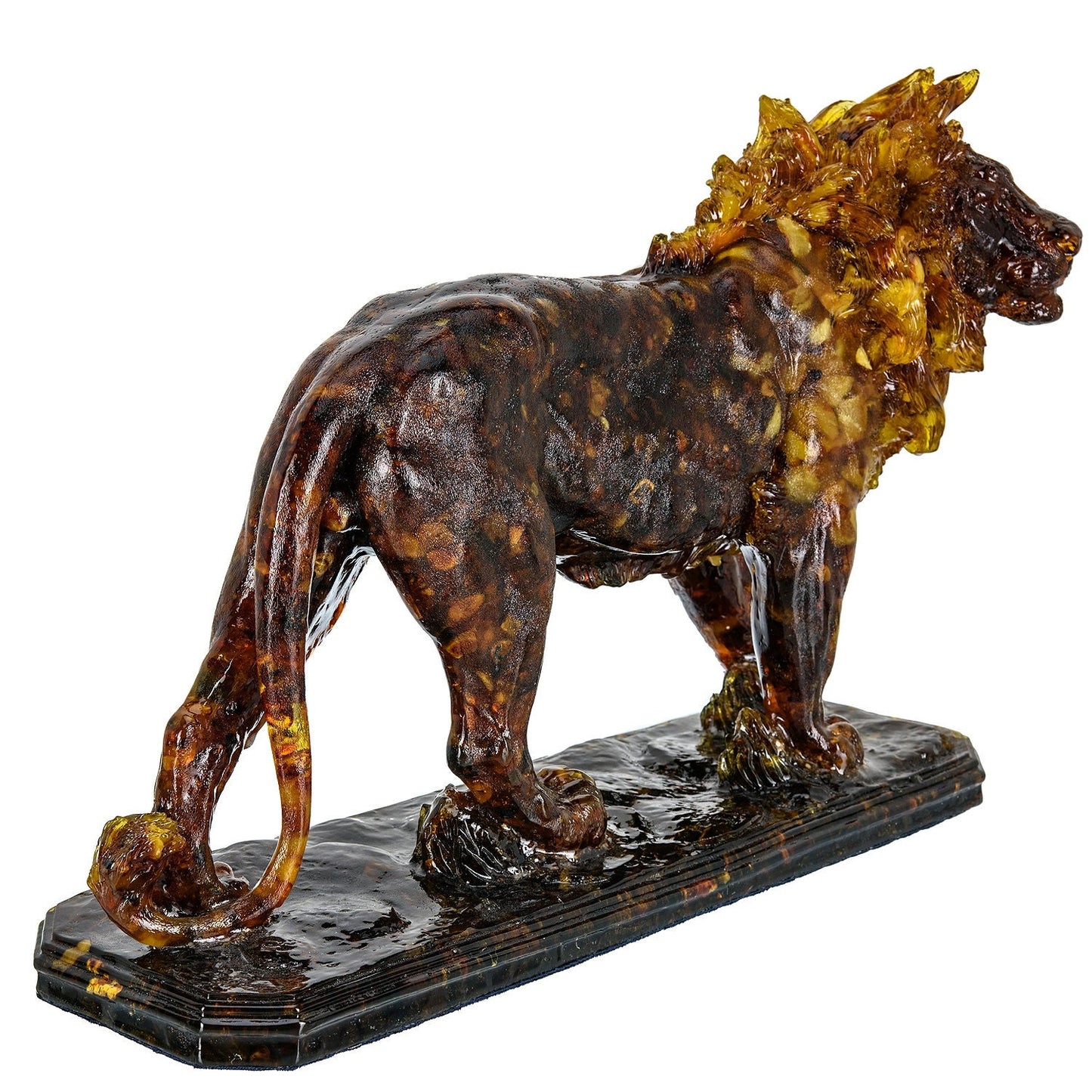 Large amber Figurine Lion King|Lion Sculpture Amber|Home Decor|Baltic Amber Souvenir Gift|Handmade Amber Lion Statuette