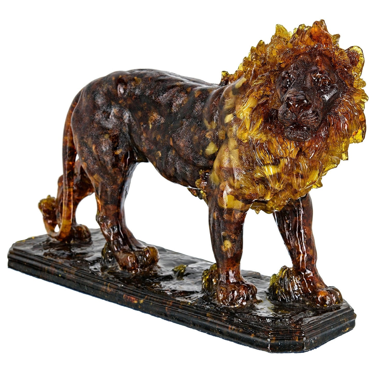 Large amber Figurine Lion King|Lion Sculpture Amber|Home Decor|Baltic Amber Souvenir Gift|Handmade Amber Lion Statuette