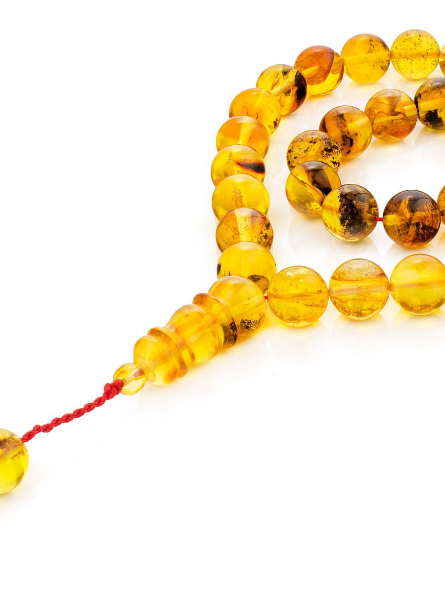 Muslim rosary 33 beads-balls made of natural Baltic textured amber|Handmade Amber Rosary Beads|Misbaha Kahrab Taspih