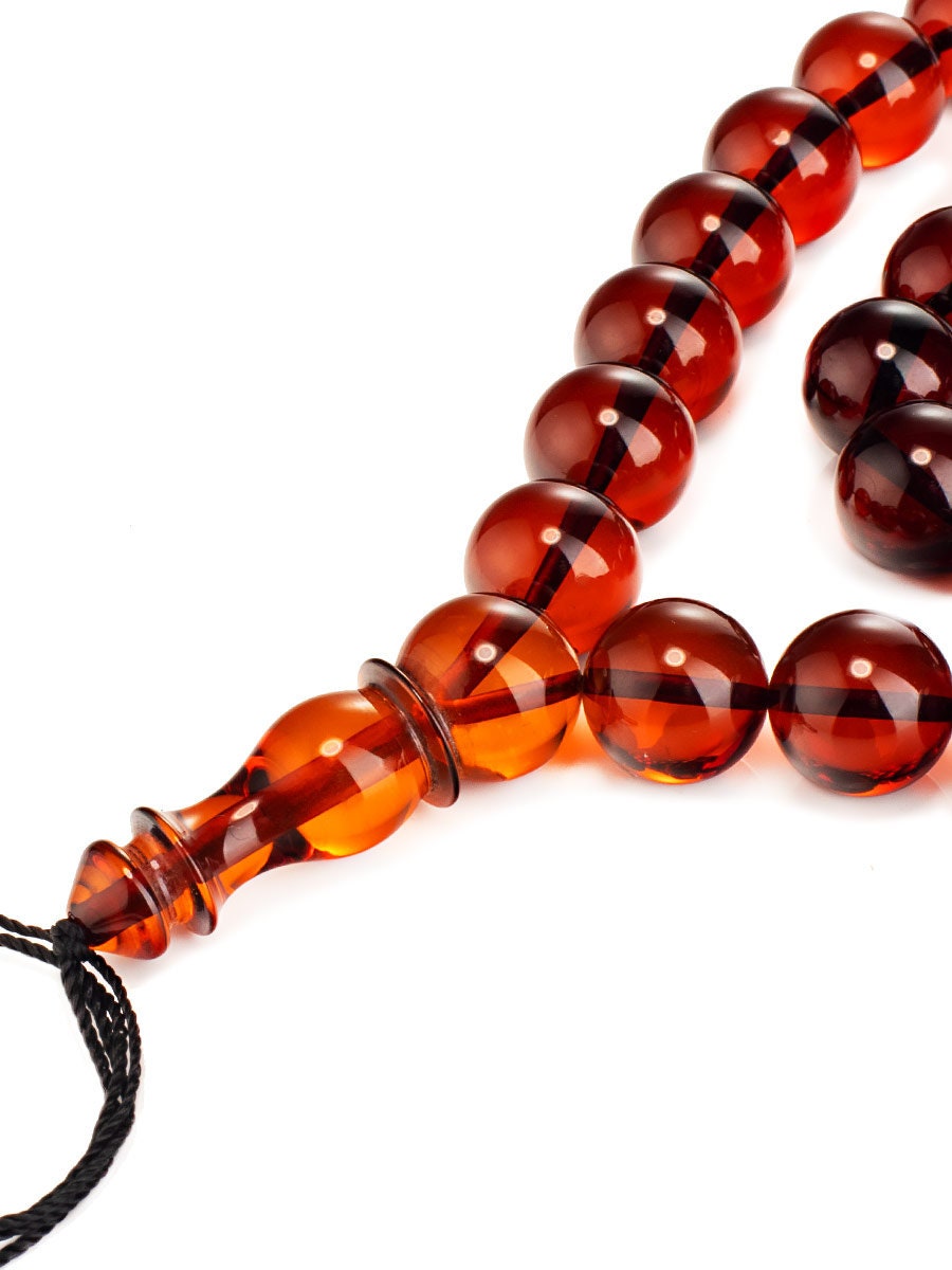 Muslim rosary 33 beads made of natural solid amber cherry color|Handmade Rosary beads |amber taspih kahrab|Unique rosary