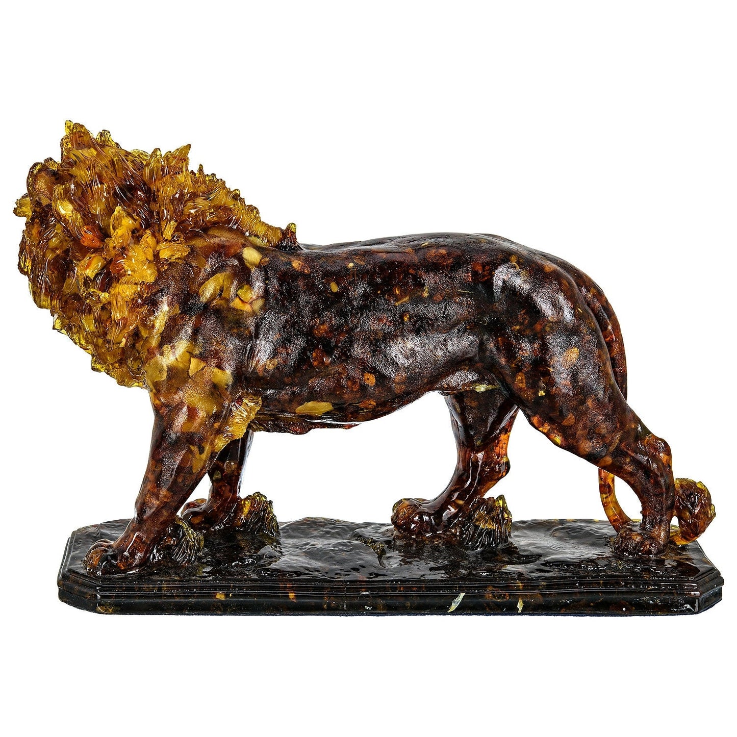 Large amber Figurine Lion King|Lion Sculpture Amber|Home Decor|Baltic Amber Souvenir Gift|Handmade Amber Lion Statuette