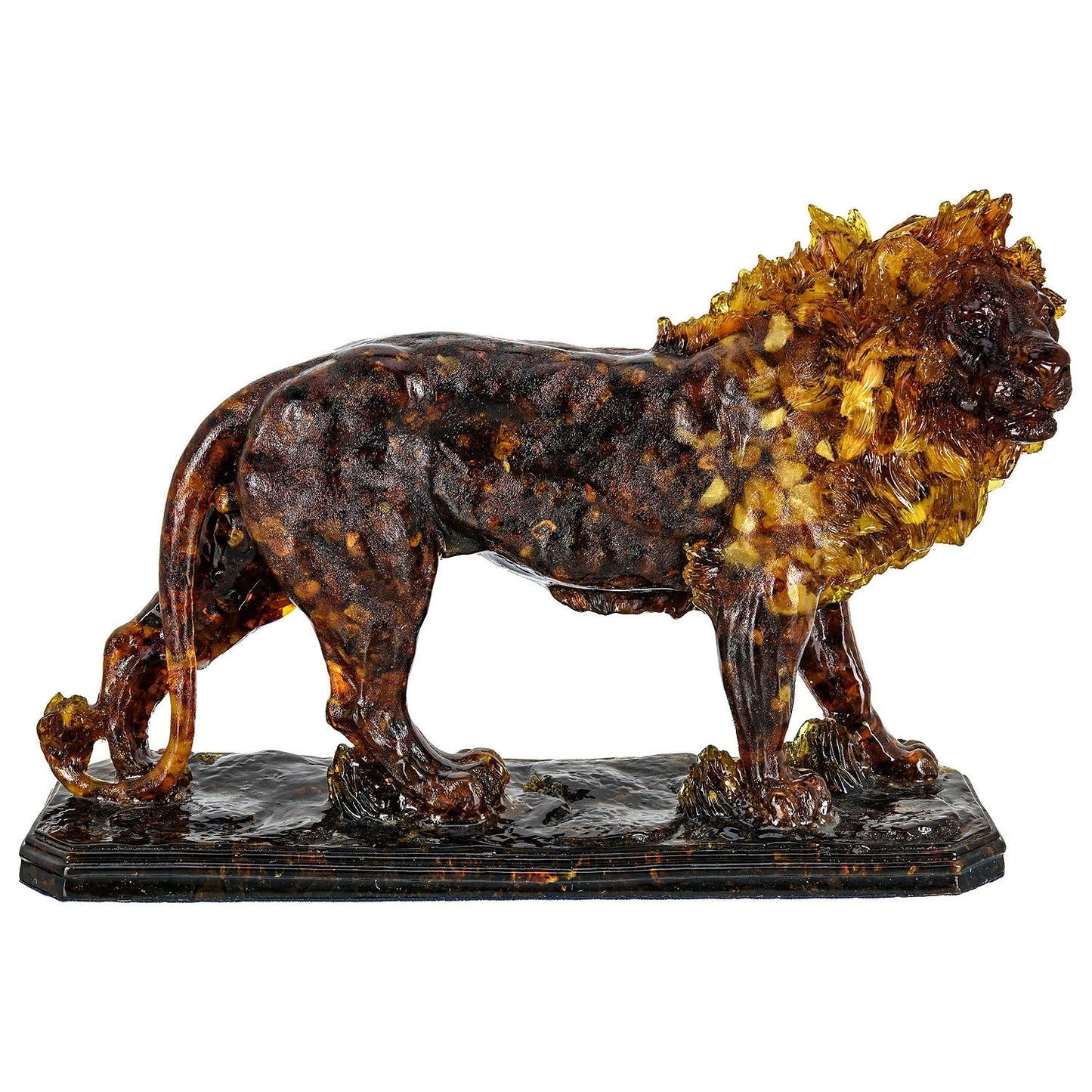 Large amber Figurine Lion King|Lion Sculpture Amber|Home Decor|Baltic Amber Souvenir Gift|Handmade Amber Lion Statuette