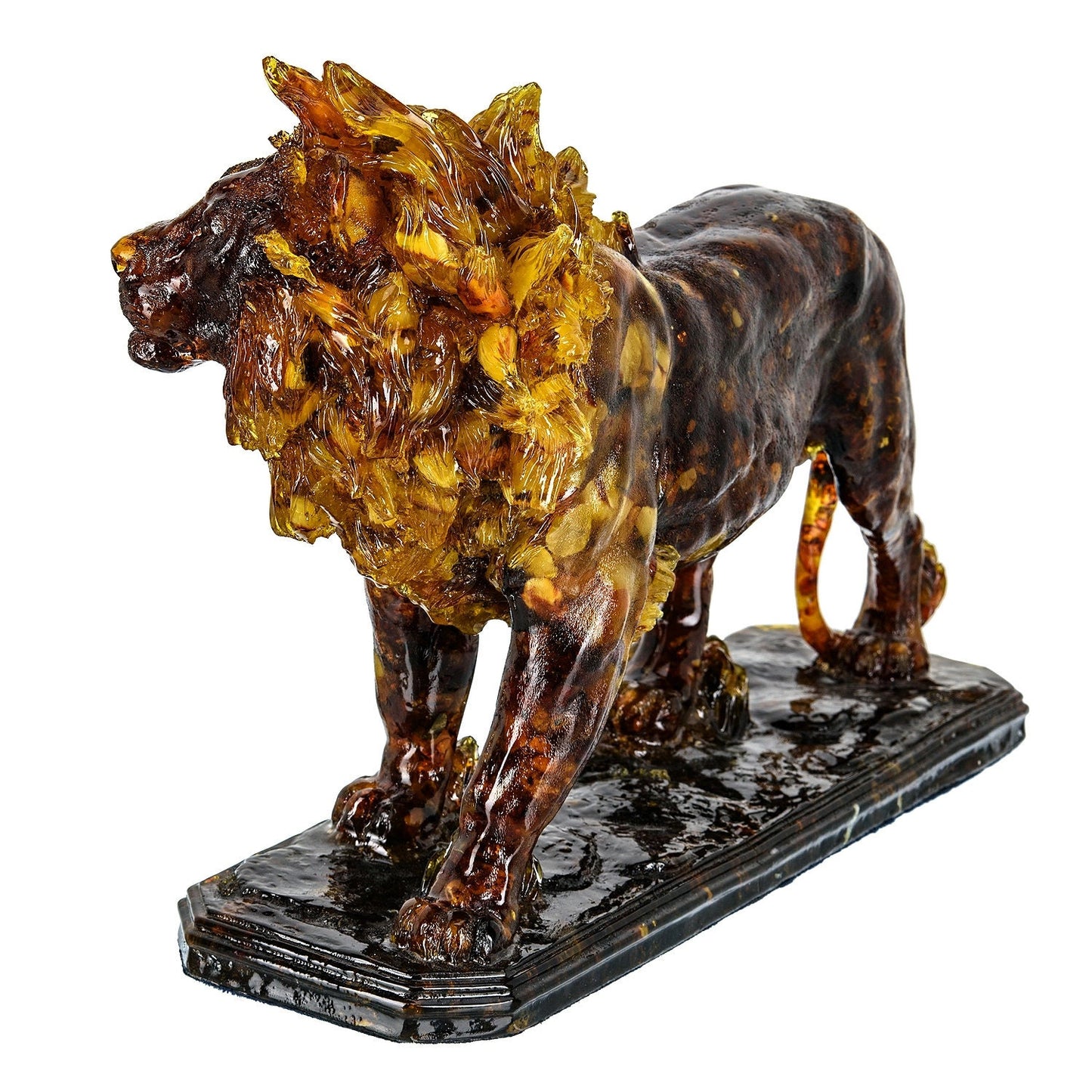 Large amber Figurine Lion King|Lion Sculpture Amber|Home Decor|Baltic Amber Souvenir Gift|Handmade Amber Lion Statuette