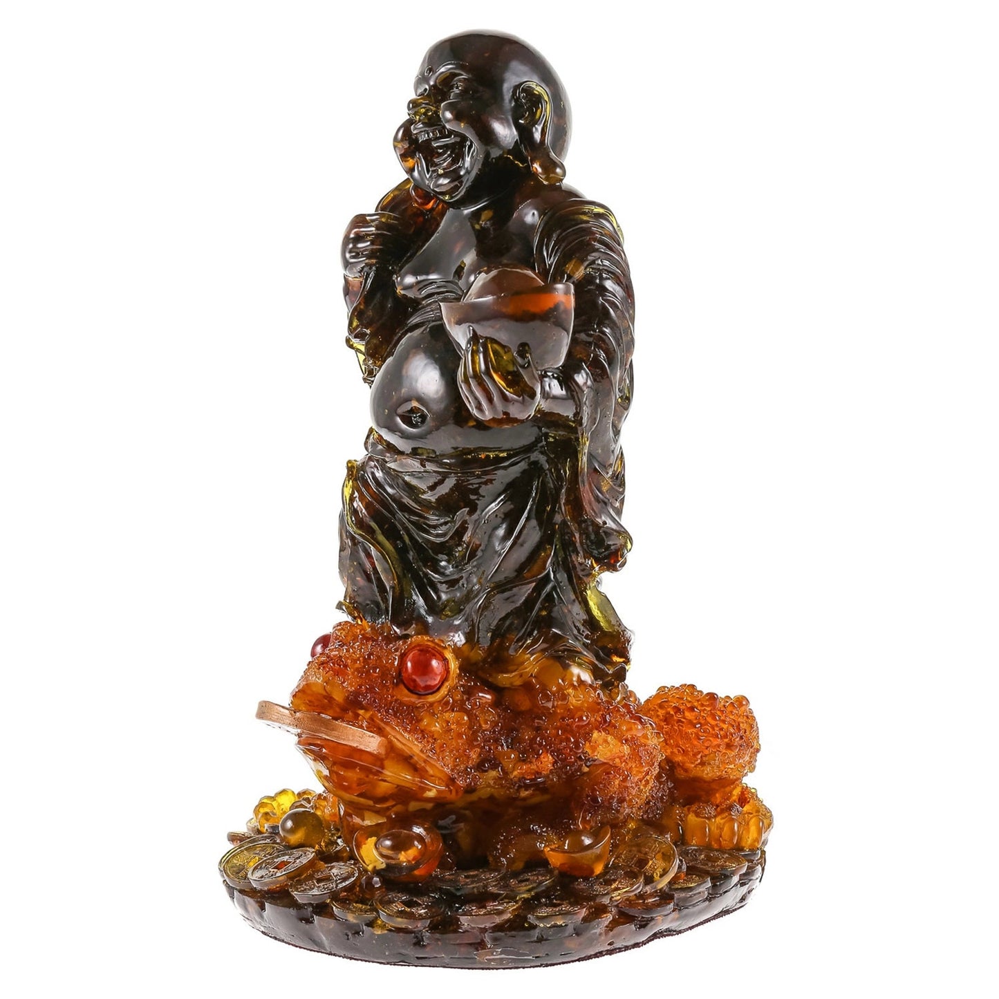 Carved statuette of natural Baltic amber Buddha with frog|Handmade Amber Sculpture|unick gift|Home decor|luxury interior