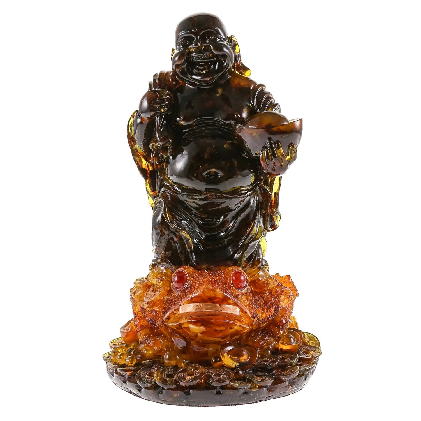 Carved statuette of natural Baltic amber Buddha with frog|Handmade Amber Sculpture|unick gift|Home decor|luxury interior