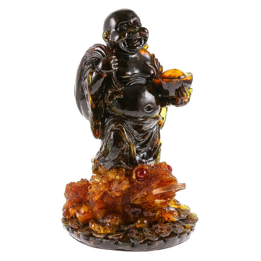 Carved statuette of natural Baltic amber Buddha with frog|Handmade Amber Sculpture|unick gift|Home decor|luxury interior