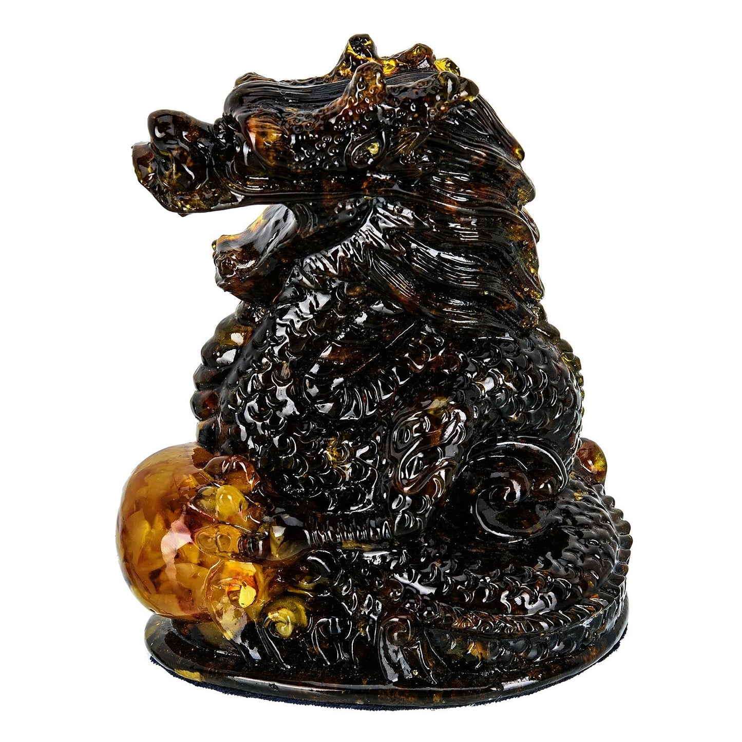 Amber sculpture Dragon with Pear|Carved Amber figurine|Amber Dragon Statue|Amber Dragon Sculpture| unick gift|Home decor