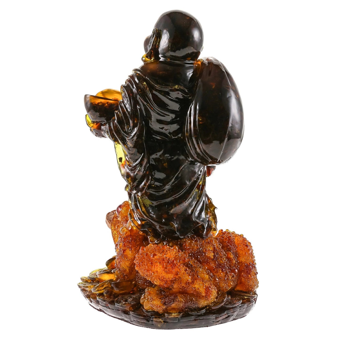 Carved statuette of natural Baltic amber Buddha with frog|Handmade Amber Sculpture|unick gift|Home decor|luxury interior