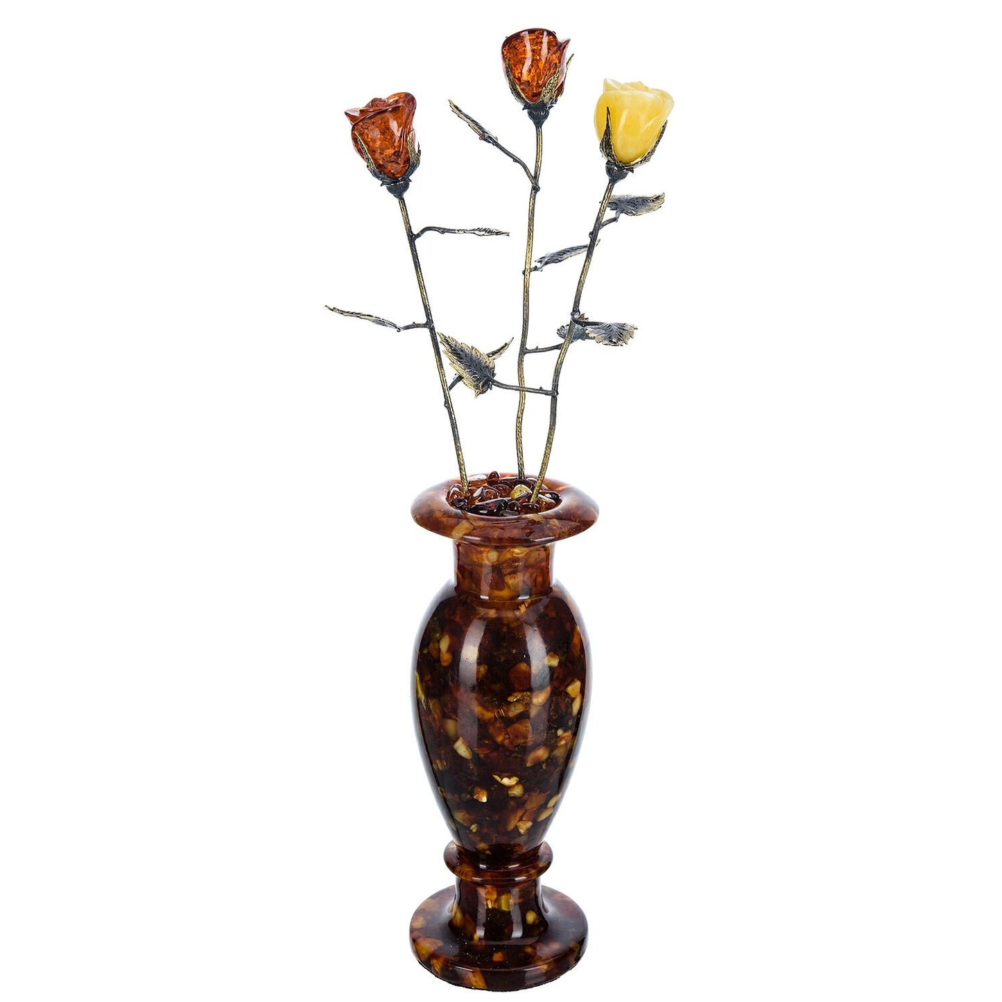 Amber composition Bouquet of roses | Baltic Amber vase with roses| Amber rose souvenir |Art Deco interior| Home Decor