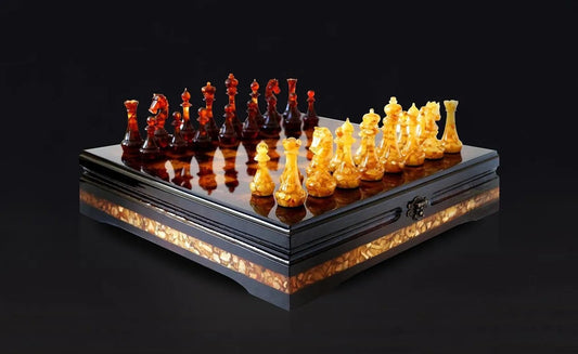 AMBER CHESS SET Europe|Premium Chess Set Wooden Amber Chess board |Amber chess Pieces|Wooden Chessboard|Chess Figures|Board Game