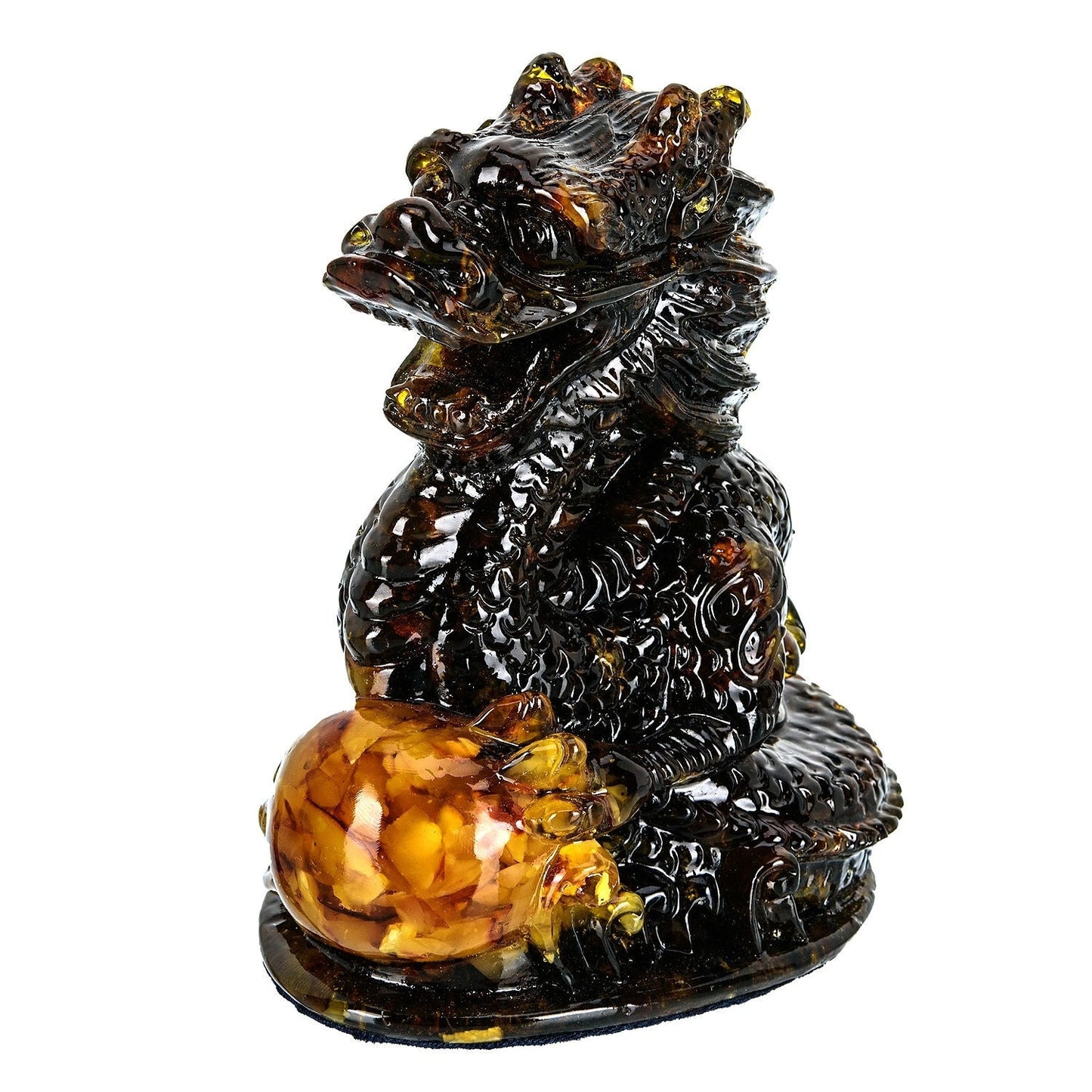 Amber sculpture Dragon with Pear|Carved Amber figurine|Amber Dragon Statue|Amber Dragon Sculpture| unick gift|Home decor