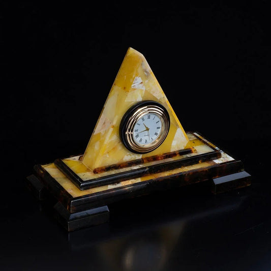 Unick Table clock lined with mosaics of royal landscape amber|Home Decor | Luxury Clock Amber| Unick Gift| Vip Gift