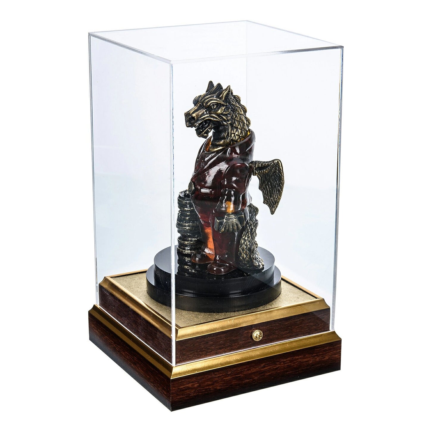 Amber bronze sculpture Dragon Entrepreneur|Carved Amber figurine|Amber Dragon Statue|Amber Dragon Sculpture|Unick gift