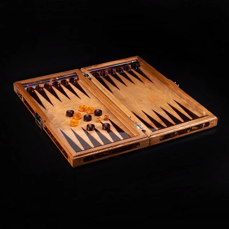 Large Folding Amber Backgammon Chess Set with Pieces and Chips|Amber wood backgammon|amber dices|Unick gift|Board game